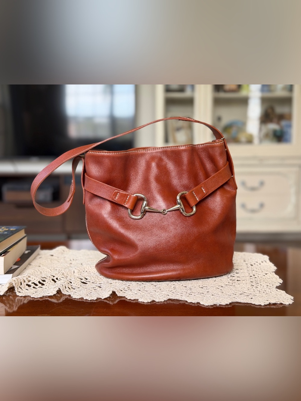 Vintage Los Robles Polo Time Handmade Argentine Leather Snaffle Bit Bag